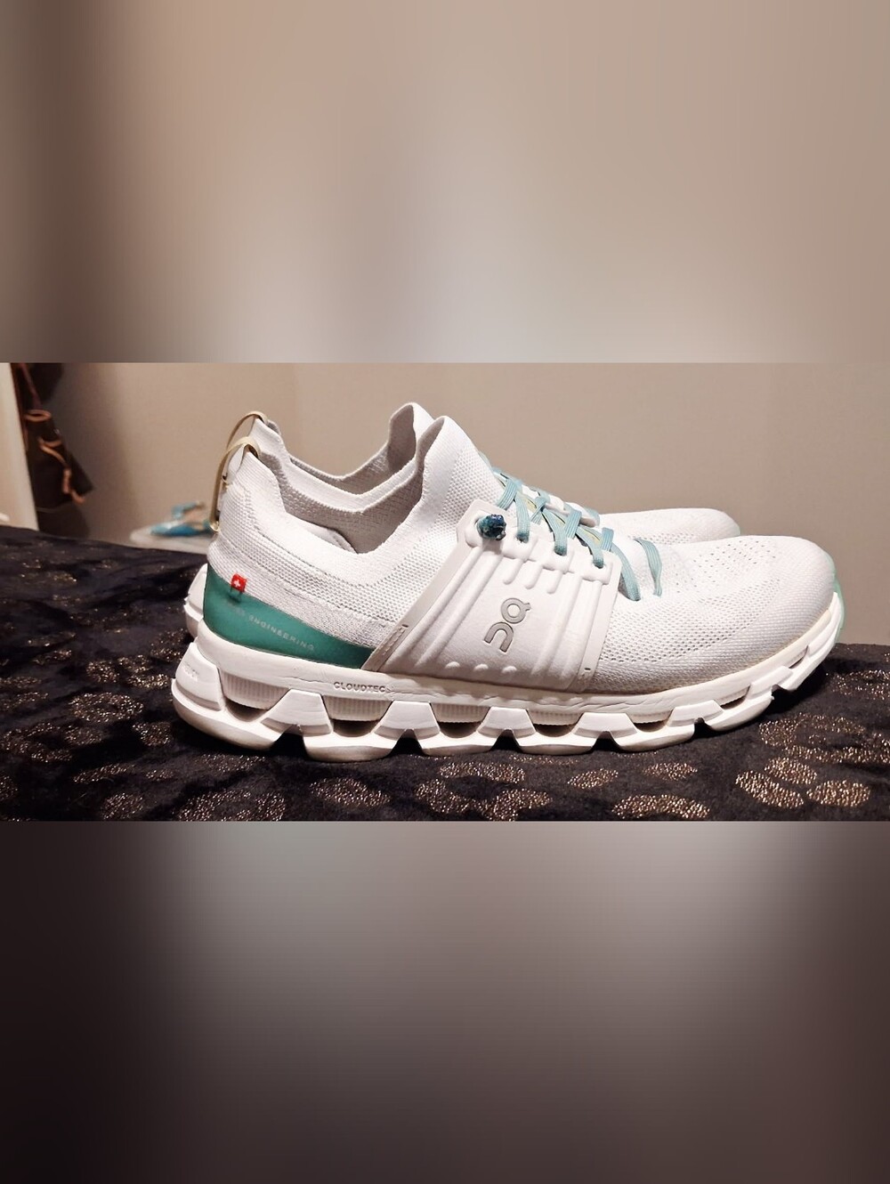 On Cloud Cloudswift 3 Men's White Running Shoe with Sage Accents Size 11
